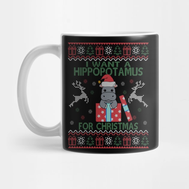 I Want A Hippopotamus For Christmas Cute Hippo Merry Xmas Ugly by Herotee